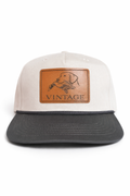Vintage Outdoors Lab Leather Patch Trucker Hat – Cream & Charcoal