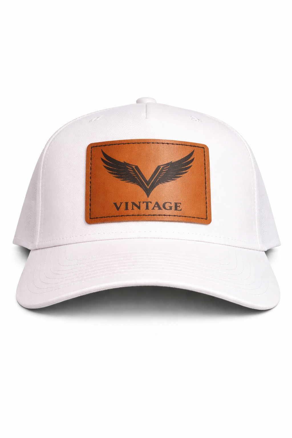 Vintage Outdoors White Leather Patch Hat